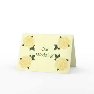 Four Pale Yellow Roses Wedding Invitations card