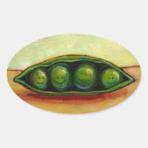 Four peas in a pod fun unique original art oval stickers