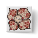 Four petal flower with stitched pattern petals buttons