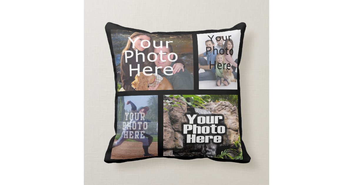 Four Photo Collage Custom Pillow Zazzle