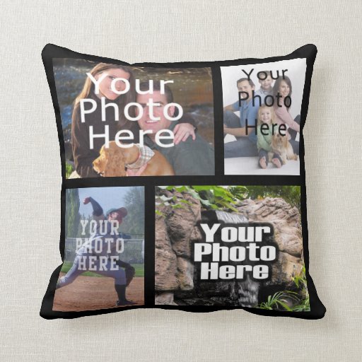Four Photo Collage Custom Pillow Zazzle
