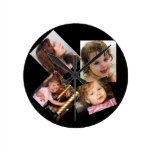 Four Photo Collage Template Round Clocks