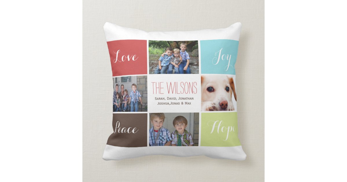 four photos collage custom pillows Zazzle