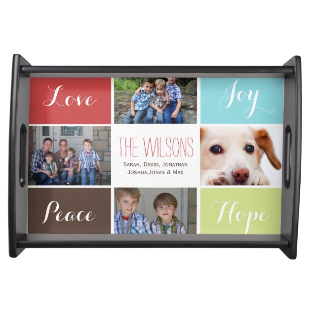 four photos collage custom serving tray