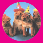 Four Puppies Birthday Stickers
