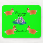 Four rabbits and Easter eggs Mousepad
