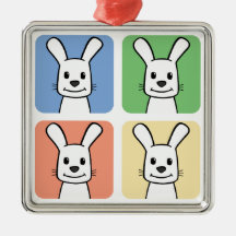 Four Rabbits Christmas Ornaments