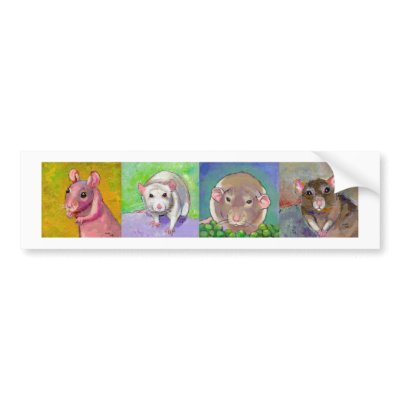 Four Rat Paintings Bumper Stickers