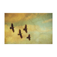 Four Ravens Flying Gallery Wrap Canvas
