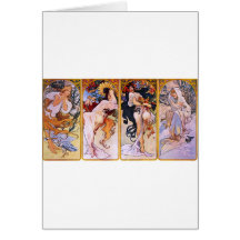Four Seasons by Alphonse Mucha Cards