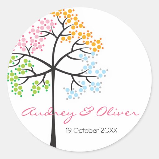 Four Seasons Tree Custom Party Gift Label Sticker