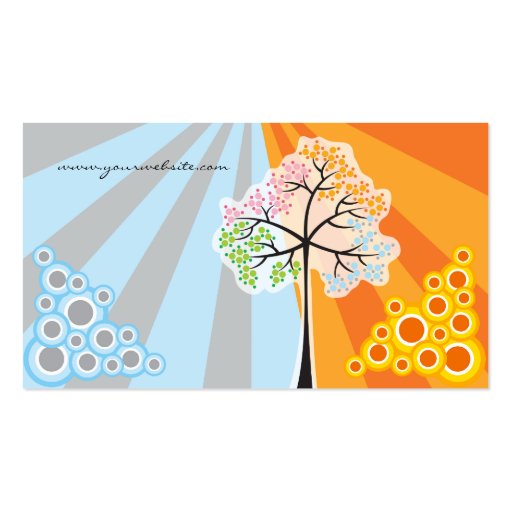 Four Seasons Trees Colorful Stripes Business Cards (back side)