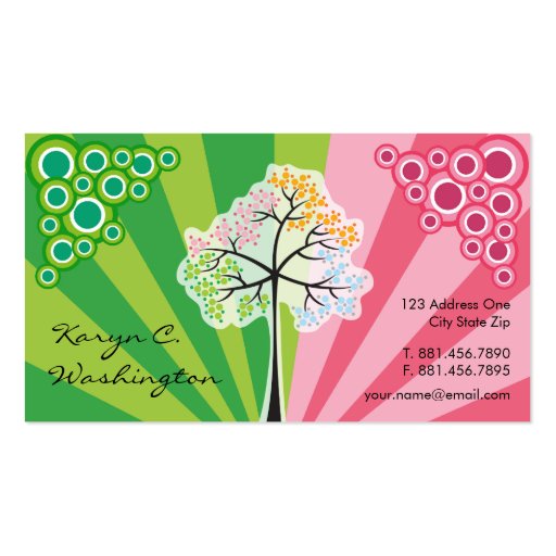 Four Seasons Trees Colorful Stripes Business Cards (front side)