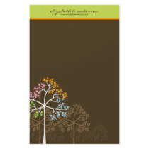 Four Seasons Trees on Brown Note Card Stationery by fat_fa_tin Four Seasons Trees on Brown Note Card Stationery