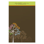 Four Seasons Trees on Brown Note Card Stationery