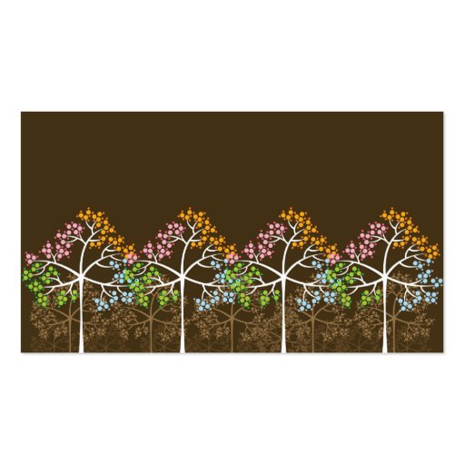 Four Seasons Trees on Brown Place Card / Business Card Templates (back side)