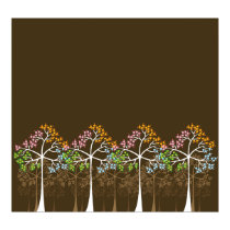 Four Seasons Trees on Brown Poster posters
