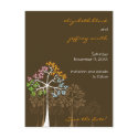 Four Seasons Trees on Brown Save-the-Date Postcard by fat_fa_tin Four Seasons Trees on Brown Save-the-Date Postcard