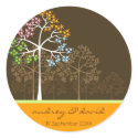 Four Seasons Trees on Brown Seal / Favor / Gift stickers
