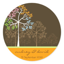 Four Seasons Trees on Brown Seal / Favor / Gift stickers