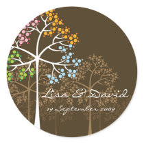 Four Seasons Trees on Brown Sticker