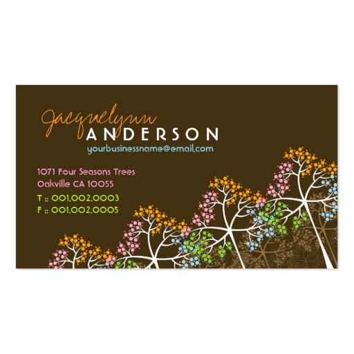 Four Seasons Trees Woodland Nature Business Cards (front side)