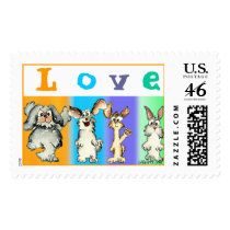 Four Silly Rabbits of LOVE Custom Postage Stamps by zooogle Four Silly Rabbits of LOVE Custom Postage Stamps