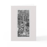 Four Trees Woodcut Greeting Card