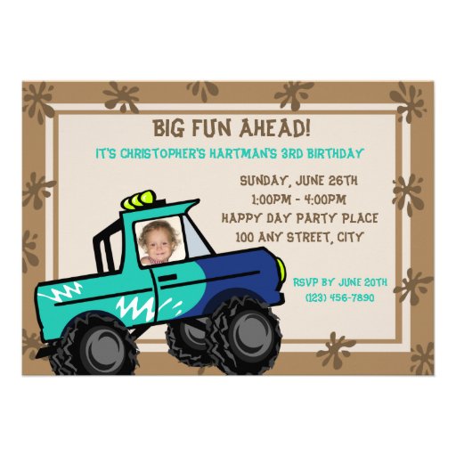 Four Wheel Fun/ Birthday Personalized Invites