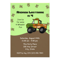 Four Wheel Truck Birthday invitations