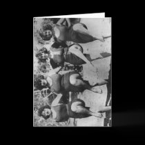 Four women in swimming bathers on the riverbank cards