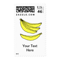 Four Yellow Bananas. Postage Stamp