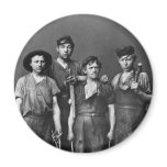 Four Young Blacksmiths - Vintage 1881 Photo Magnets