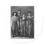 Four Young Blacksmiths - Vintage 1881 Photo Sticker