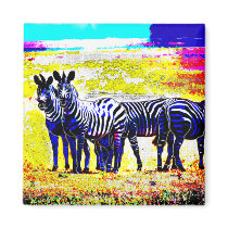 Four Zebras Magnet by artbybobbyr Four Zebras Magnet