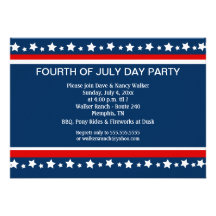 FOURTH 4th of July Party Custom 5x7 invitation