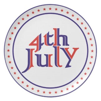 Fourth 4th of July red blue text design Plate