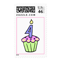 Fourth Birthday Cupcake Stamp