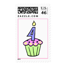 Fourth Birthday Cupcake Stamp by BirthdayStampStore Fourth Birthday Cupcake Stamp