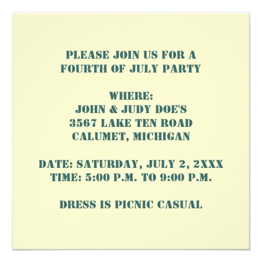 FOURTH OF JULY 4TH PAUL REVERE PARTY INVITATION