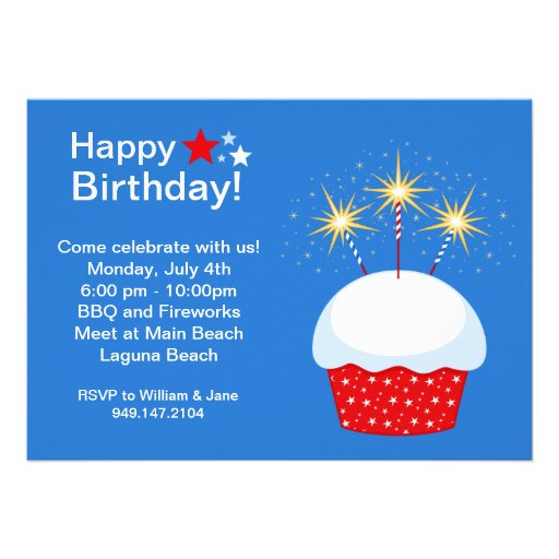 Fourth of July Birhday Party Invitation (front side)