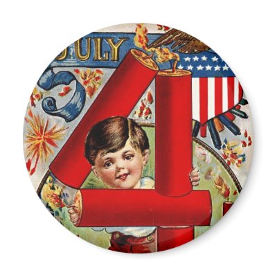 Fourth of July Boy with Fireworks magnets