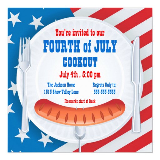 Fourth of July Cookout Invitation (front side)