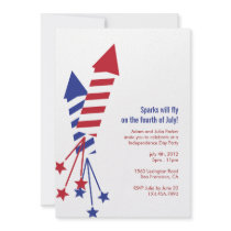 Fourth of July Firework Rockets BBQ Invitation
