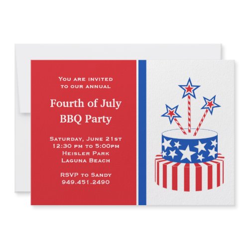 July 4th Independence Day Fireworks Cake Invitation by Eventful Cards