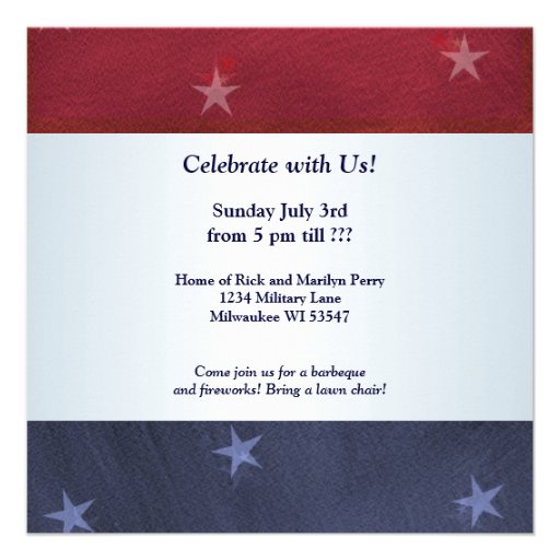Fourth of July Independence Day Square Custom Invitation