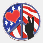 Fourth Of July Peace Love USA Stickers