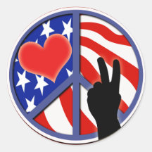 Fourth Of July Peace Love USA Stickers