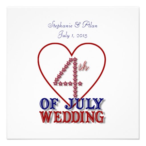 Fourth of July Stars Wedding Invitation (front side)