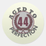 Fourty Four and aged to Perfection Birthday Round Stickers